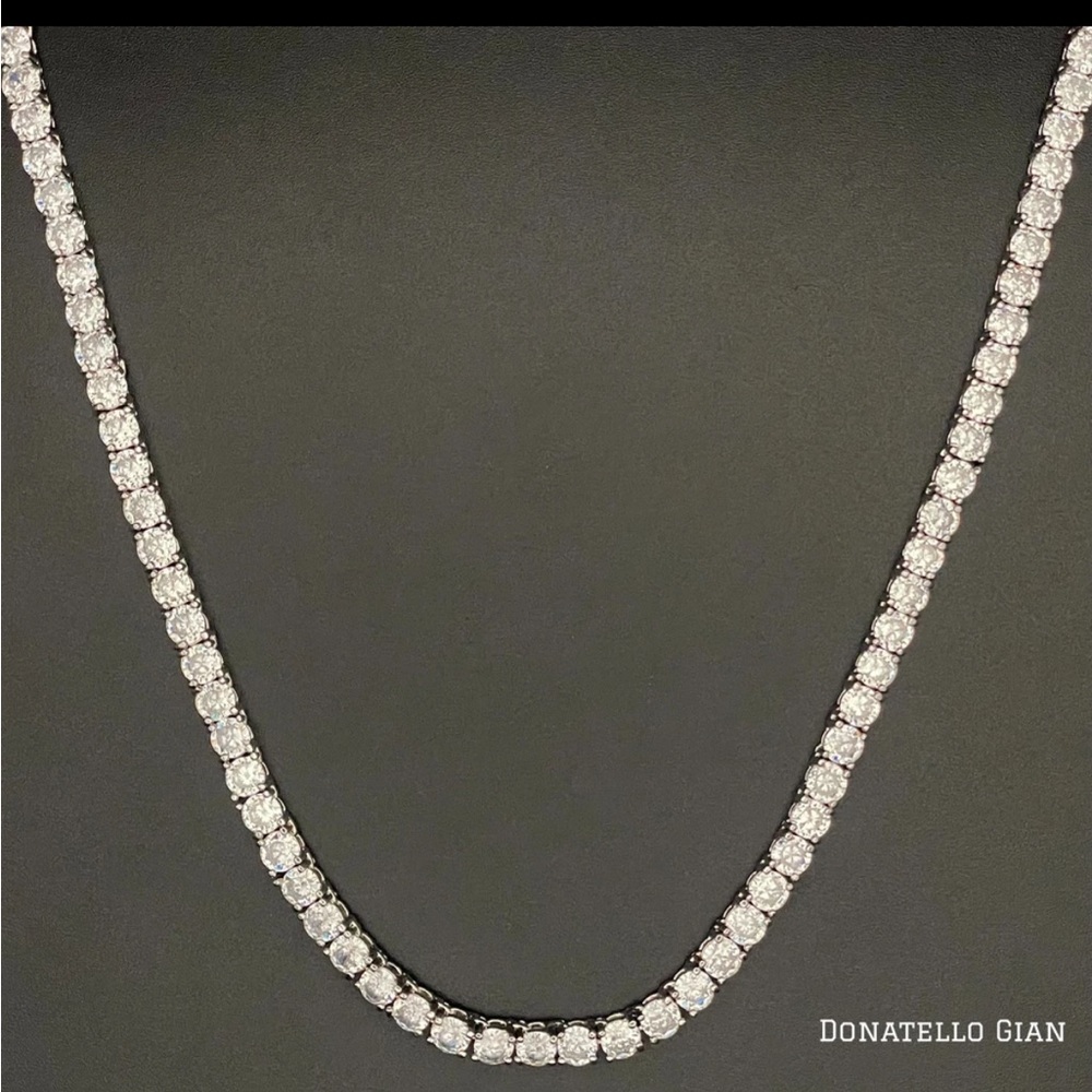 #DONATELLO GIAN 14K  White Gold Plated Round Crystal Tennis Necklace